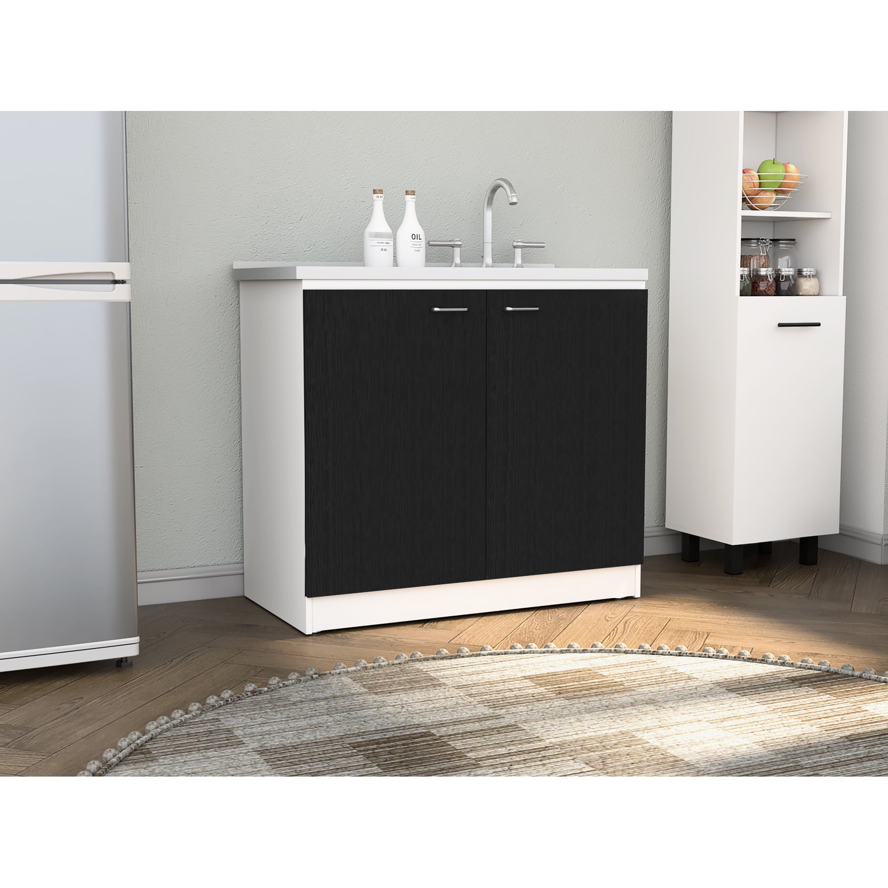 Modern Kitchen Sink Cabinet With Double Door And One Shelf - Stainless ...