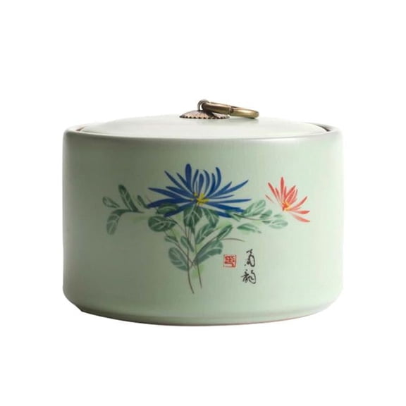 Modern Kitchen Storage Containers Ceramics Tea Canister Jar - Chrysanthemum