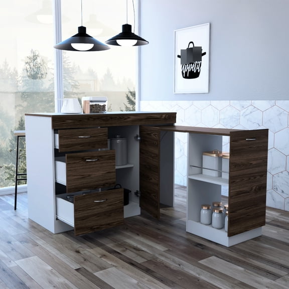 Modern Kitchen Storage Solution - Three - drawer Cabinet with Internal Shelves for Organized Cooking Space