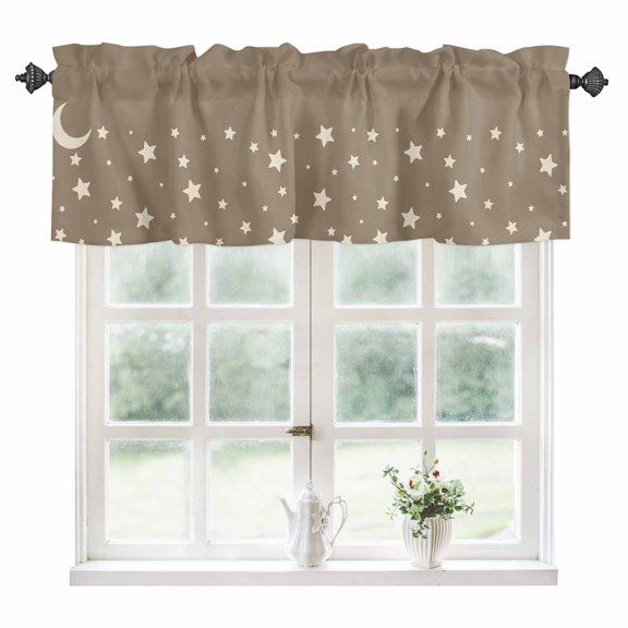Modern Kitchen Valances for Windows 54x18 Inch Kitchen Curtains Valances Rod Pocket Japanese Style Minimalist Moon Stars Minimalism Bathroom Window Valances for Window Treatment Decor