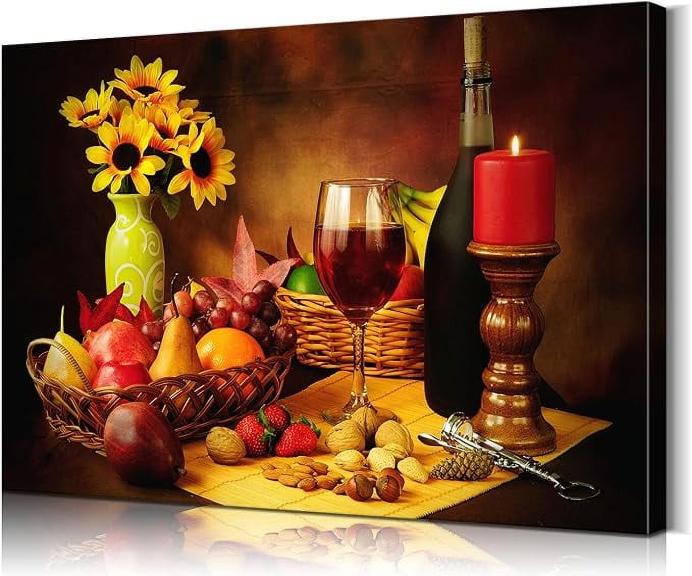 Modern Kitchen Wall Decoration Food Canvas Prints Artwork Wine and ...