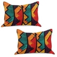 thumbnail image 1 of Modern Knitted Quilt Pillowcover Set of 2, Geometric Contemporary Art Design Black Bold Zig Zag Borders Pattern, Standard Queen Pillow Sham Bedroom, 30" x 20", Teal Orange Marigold, by Ambesonne, 1 of 1