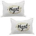 thumbnail image 1 of Modern Knitted Quilt Pillowcover Set of 2, Thank You Words Surrounded by the Olive Leaves Like Ivy with White Background, Standard Queen Pillow Sham Bedroom, 30" x 20", Yellow and Black, by Ambesonne, 1 of 1