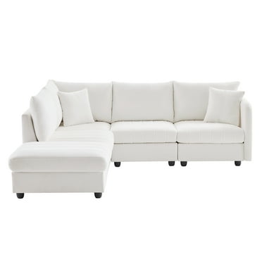 Modern L Shape Sectional Modular Sofa Couch with Convertible Ottoman for Living Room Apartment Office