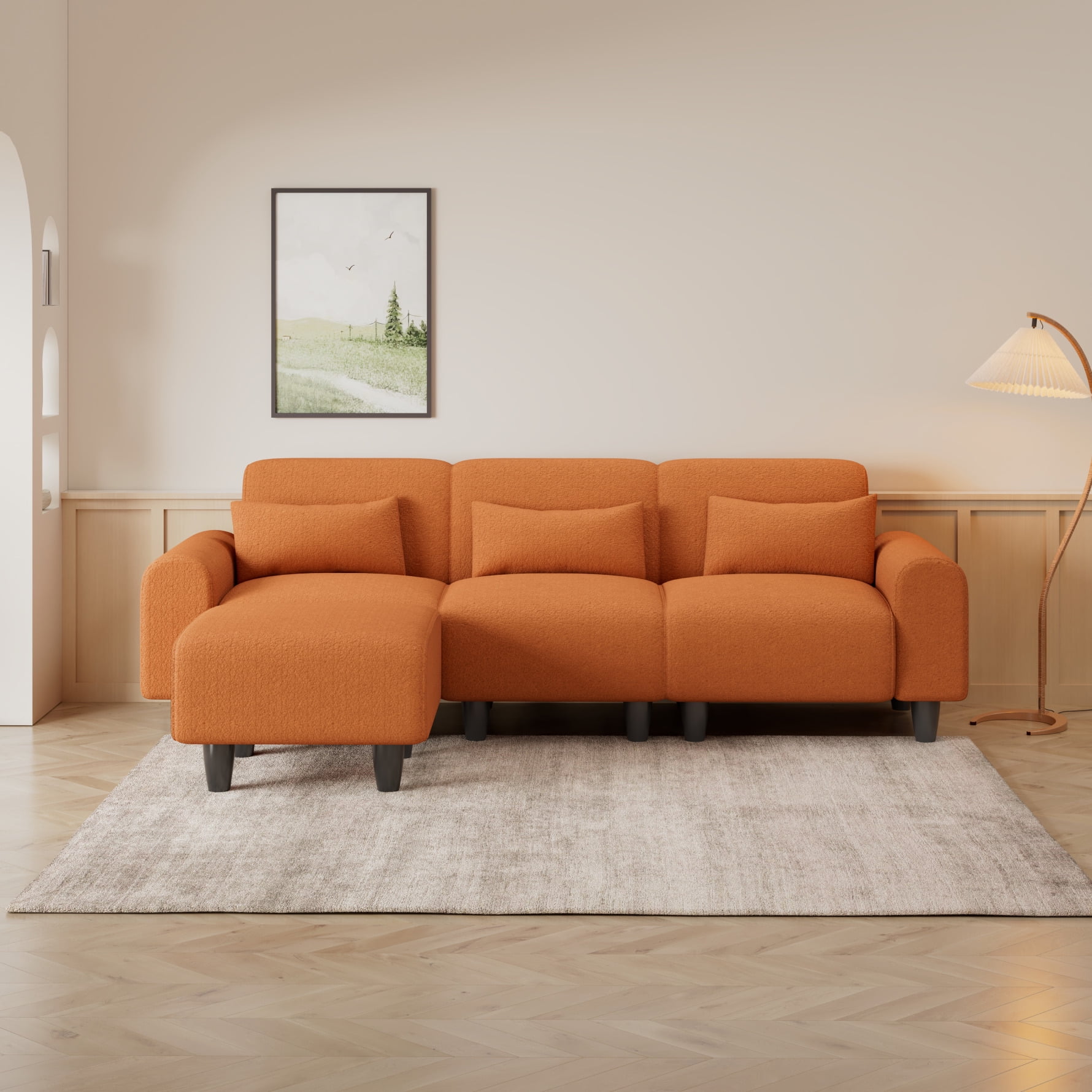 Modern LShape Sectional Sofa 3Seat , Teddy Chaise Lounge Sofa Couch
