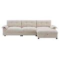 thumbnail image 1 of Modern L-Shape Sectional Sofa With Storage Ottoman, Chenille Upholstered Modular Couch with Cup Holder and USB Ports for Living Room Apartment Office, 1 of 12