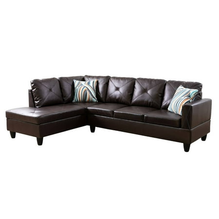 Modern L-Shape Sectional Sofa for Living Room, Modular Leather Sleeper Sofa Couch With Left Chaise For Bedroom, Brown