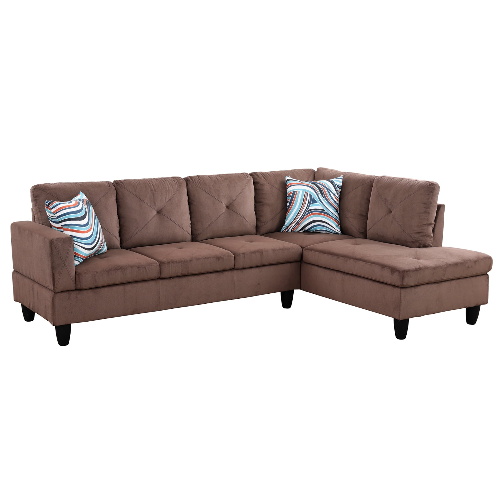 Modern L-Shape Sectional Sofa for Living Room, Modular Sleeper Sofa Couch With Chaise For Bedroom, Brown