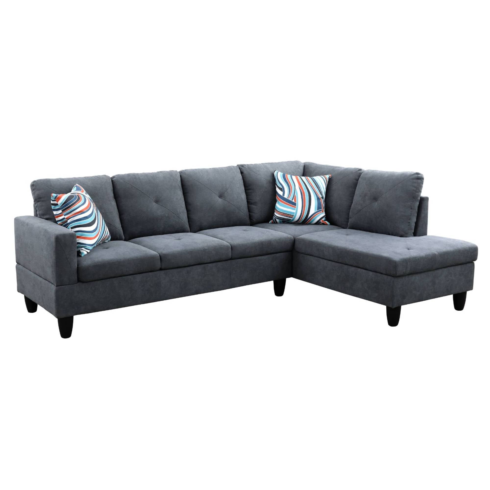 Modern L-Shape Sectional Sofa for Living Room, Modular Sleeper Sofa Couch With Chaise For Bedroom, Dark Grey