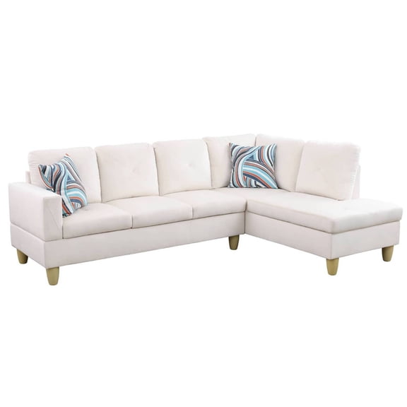 Modern L-Shape Sectional Sofa for Living Room, Modular Sleeper Sofa Couch With Chaise For Bedroom, White