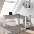 thumbnail image 1 of Modern L-Shaped Desk with Side Shelves, Grey, 1 of 9