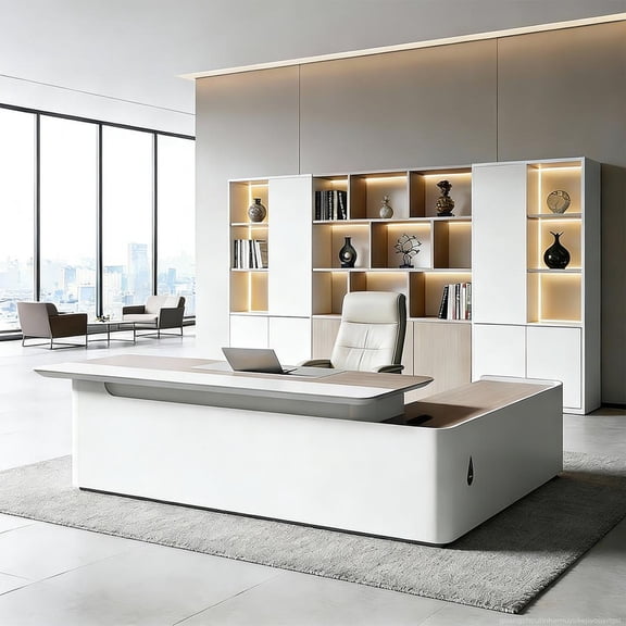 Modern L-Shaped Ergonomic Executive Desk - Multi-Functional Spacious Desktop Design(79" L x 70" W x 30" H)