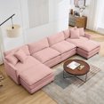 thumbnail image 1 of Liangfu Modular Sectional Sofa with Movable Ottoman - Premium Chenille Fabric, Convertible U-Shaped Couch Chaise for Living Room, 300 lbs Capacity Pink, 1 of 8
