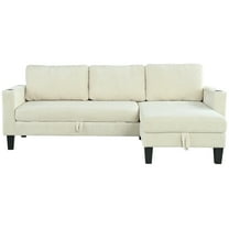 Modern L Shaped Pull Out Sectional Sofa Bed, Corduroy Upholstered Sleeper Couch With Cup Holder, USB Ports and Storage For Living Room Office Apartment