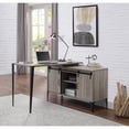 thumbnail image 1 of Modern L-Shaped Rotating Desk Swivel Corner Computer Desk with Metal Legs, 48" Rotatable Writing Table Workstation with Storage Bookshelves for Home Office - Grey, 1 of 8
