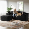 thumbnail image 1 of Patbrela 106" Sectional Couch for Living Room, L-Shaped Cloud Couch Corduroy Modern Sectional Sofa with Deep Seat and Thickened Cushion, No Assembly Required, Black, 1 of 10