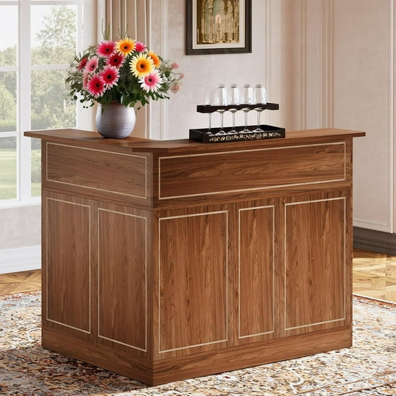 Modern L-shaped bar table, ample storage space, easy assembly, thoughtful service, durable, simple design, stylish and generous