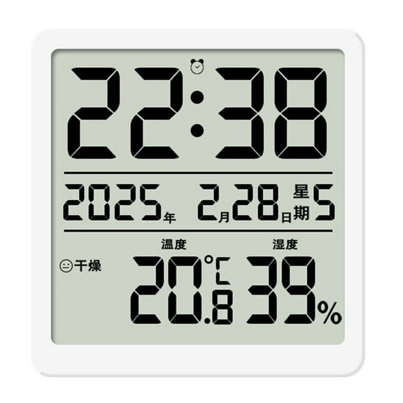 Modern LCD Digital Clock with Time Date Temperature Humidity Display Operated Support Stand Desk Wall Clock