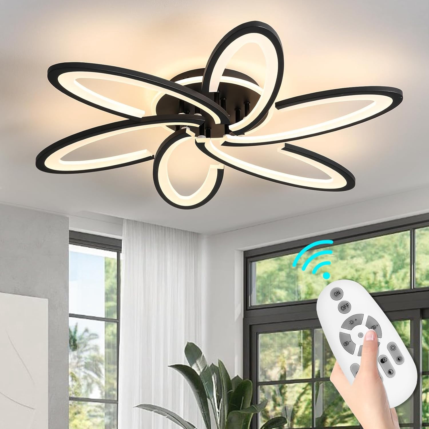 Pink Cartoon Heart LED Ceiling Light | Remote Control Dimmable | 35W 110V | 3 Color Temperatures | Kids Room Decor