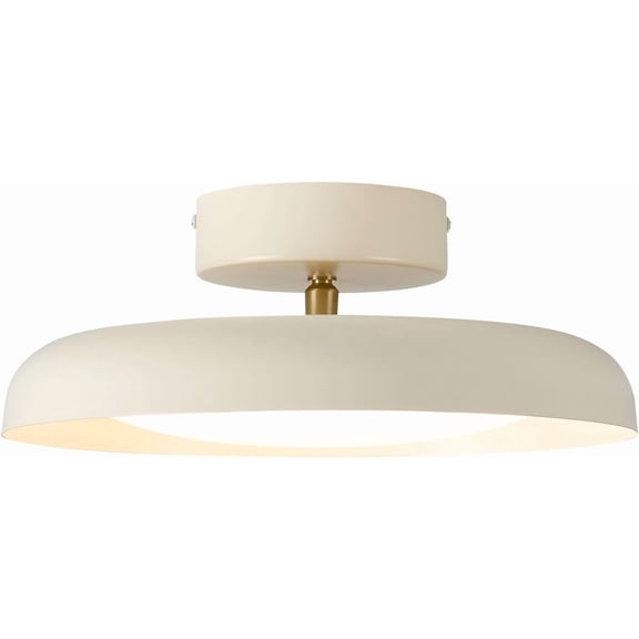 Modern LED Ceiling Light, Brass Accent 12.6 Inch Semi Flush Mount Ceiling Light, Adjustable Angle Light Fixture, 3000K/Warm White/18W, for Hallway, Entryway, Kitchen