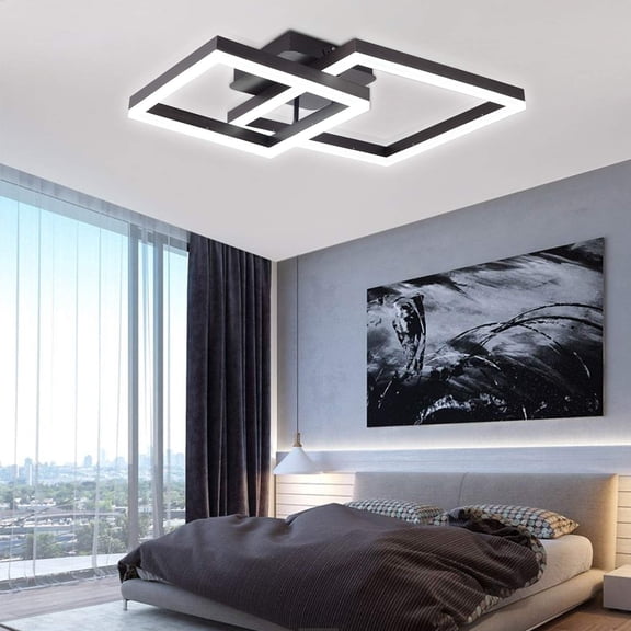 Modern LED Ceiling Light Dimmable Flush Mount Lamp Chandelier Living Room Remote