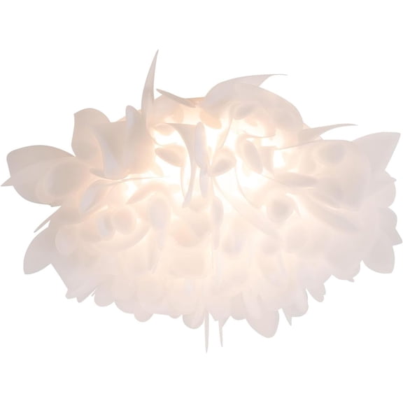 Modern LED Ceiling Light Fixture 20.86inch Petal Shaped Dimmable White Flower Metal Ceiling Lamp Fluffy Feather Chandelier for Bedroom Hallway Living Room, 3000-6000K