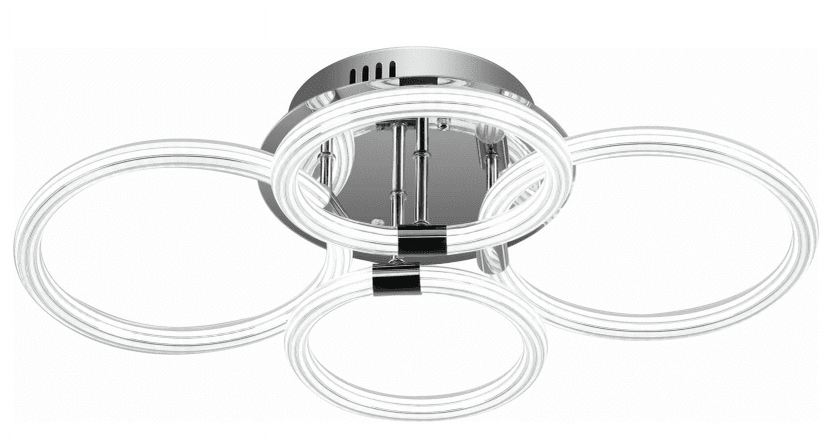 Modern LED Ceiling Light, Flush Mount Ceiling Light with Dimmable Remote Control, 6Rings Acrylic Ceiling Light Fixture for Bedroom, Living Room, Kitchen, Office Lamps (4 heads)