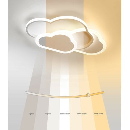 Modern LED Ceiling Light White Cloud Ceiling Light Three-Color Temperature Adjustable Cartoon Ceiling Light Close to The Ceiling Light Fixture for Living Room Bedroom Children’s Room LED Chandelier