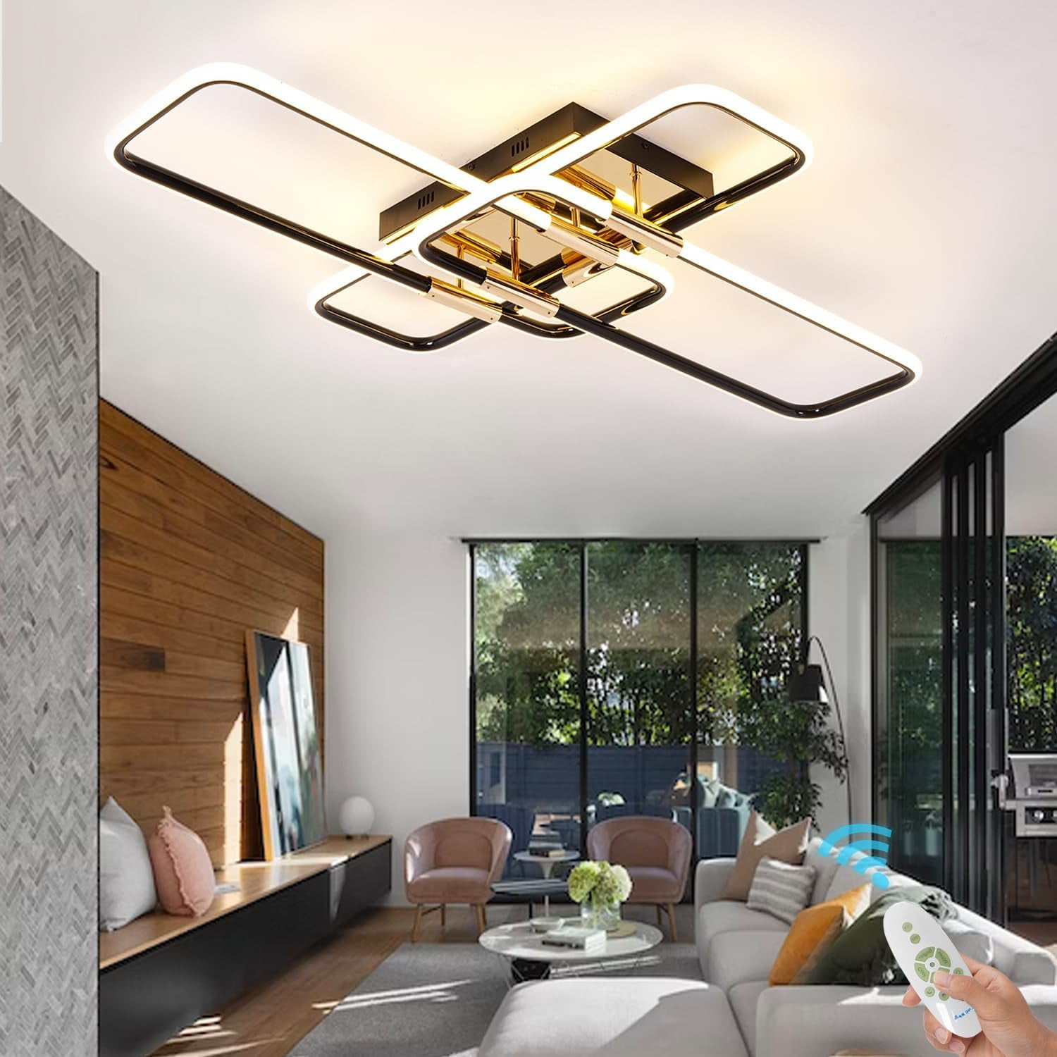 Modern LED Ceiling Lights for Living Room Light Fixture Ceiling,Black Gold Luxury Modern Ceiling ...