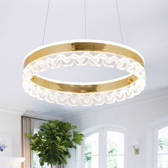 Modern LED Chandelier Ring Pendant Lighting for Kitchen Island Dimmable LED Pendant Ceiling Light Gold Hanging Light for Kitchen Dining Room Bedroom Living Room