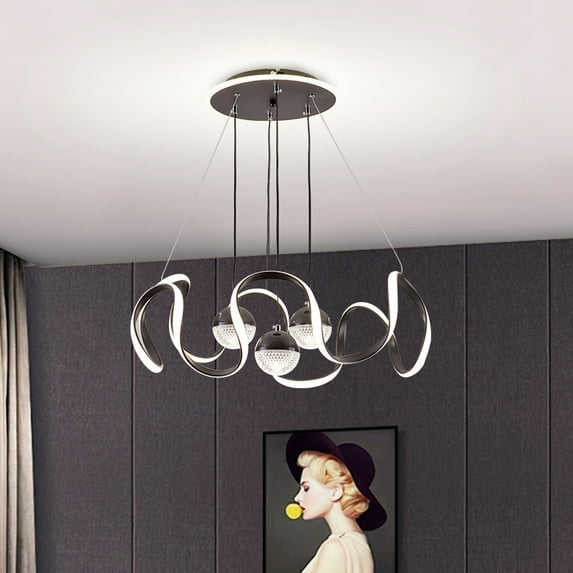 Modern LED Chandeliers 3-Color Dimmable Pendant Light for Kitchen Island, Dining Room, Living Room, Contemporary Hanging Ceiling Light, Adjustable Height, Perfect for Modern Home Decor