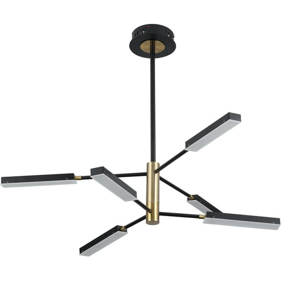 Modern LED Chandeliers 6-Lights Mid Century Acrylic Sputnik Pendant Lighting 6000K Black Flush Mount Ceiling Hanging Lamp Fixture for Kitchen Dining Room Living Room