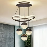 Modern LED Chandeliers Black/Golden 3-Color Dimmable Pendant Light for Kitchen Island, Dining Room, Living Room, Contemporary Hanging Ceiling Light, Adjustable Height, Perfect for Modern Home Decor