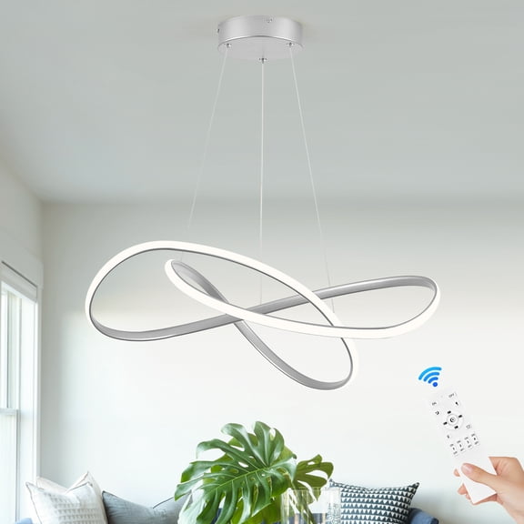 Modern LED Chandeliers for Kitchen Island, 20" Remote Control Chandelier for High Ceiling Dining Room Living Room Entryway, 3000-6500K