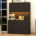thumbnail image 1 of 71'' Tall Coffee Bar Cabinet with LED Light & Power Charging Station, 47"W Modern Kitchen Pantry Hutch w/ 8-Door Storage Cabinet & 2 Drawers 4 Adjustable Shelves, 1 of 11