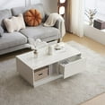 thumbnail image 1 of Modern LED Coffee Table with 2 Drawers and 16 Colors LED Lights, High Glossy Rectangle Coffee End Table for Living Room, White, 1 of 4