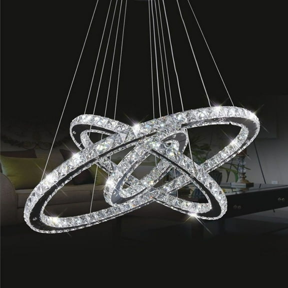Modern LED Crystal Chandelier Pendant Lamp Ceiling Light - 32" Dimmable