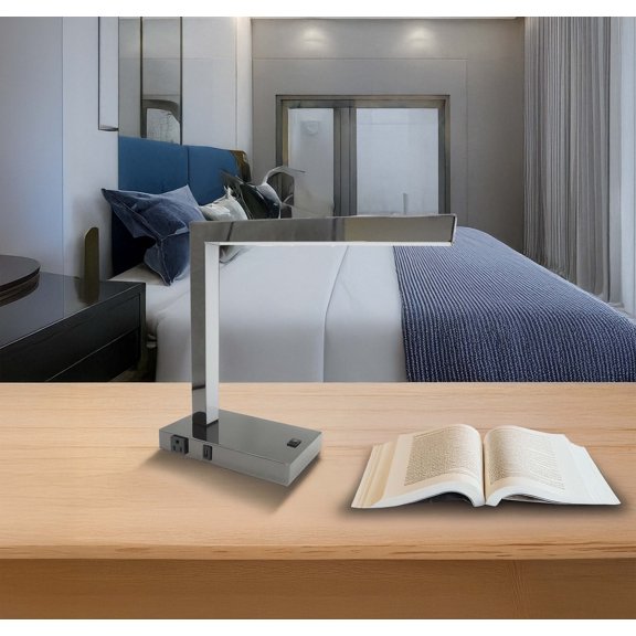 Modern LED Desk Lamp with USB Charging Port & Power Outlet