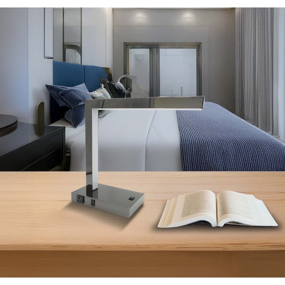 Modern LED Desk Lamp with USB & Power Outlet