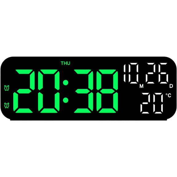 Modern LED Digital Alarm Clock with Temperature Calendar Moon Phase Dual Alarms
