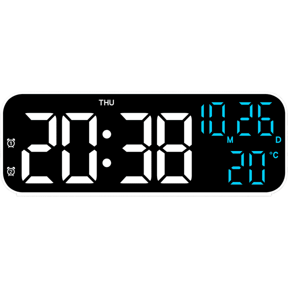 Modern LED Digital Alarm Clock with Temperature Calendar Moon Phase Dual Alarms