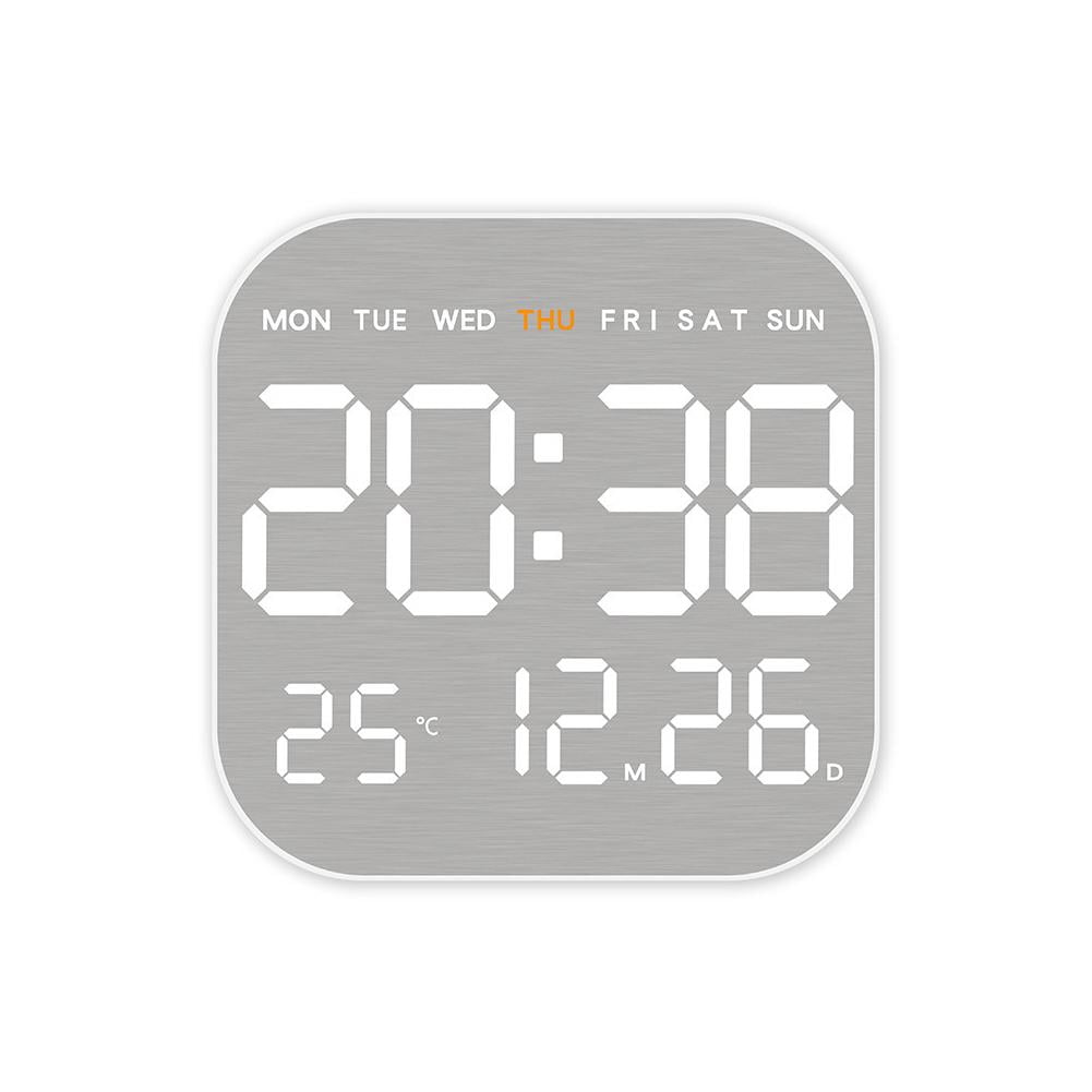 Modern LED Digital Clock Large Display Time Date Temperature Weekday ...