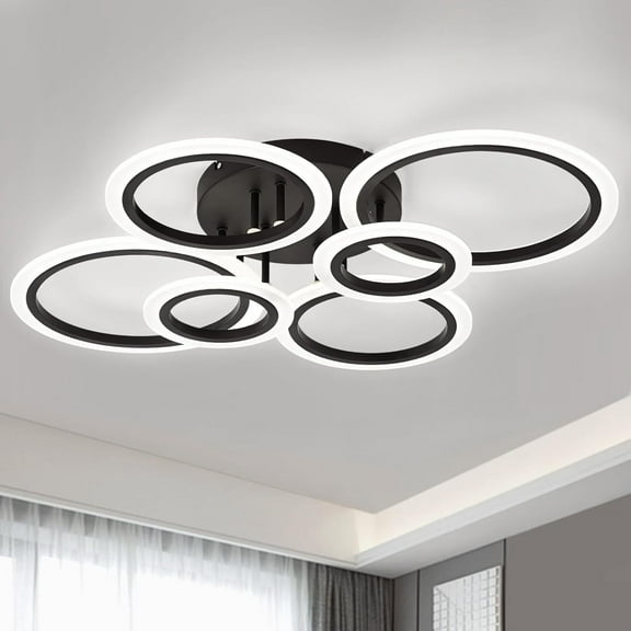 Modern LED Flush Mount Ceiling Light, 6 Rings Gold Close to Ceiling Light, Lighting Fixture Ceiling Lamp for Kitchen, Living Room, Bedroom, Laundry Room, 4000K