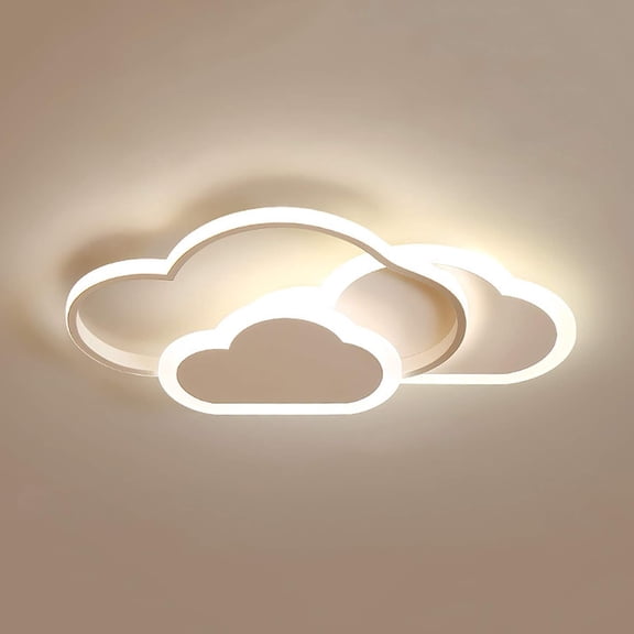 Modern LED Flush Mount Ceiling Light, Cloud Shape LED Close to Ceiling 3 Colors Dimmable Lighting Fixture Acrylic Creative Chandelier Lamp for Kids Bedroom, Living Room
