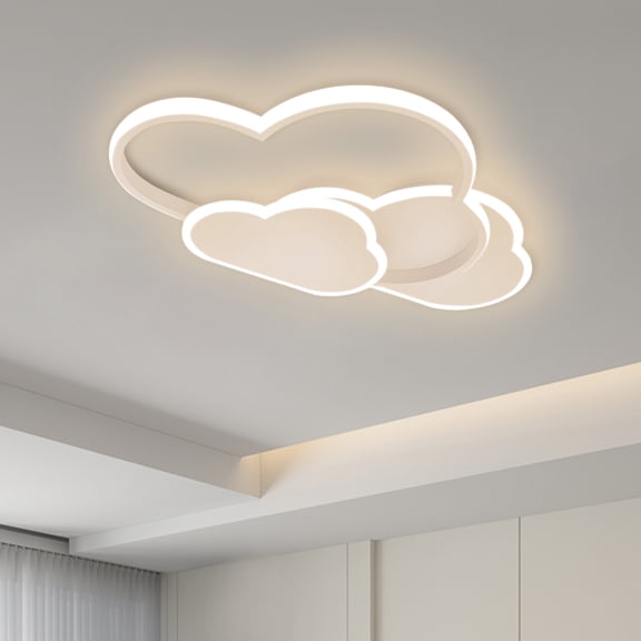Modern LED Flush Mount Ceiling Light, Cloud Shape LED Close to Ceiling 3 Colors Dimmable Lighting Fixture Acrylic Creative Chandelier Lamp for Kids Bedroom, Living Room