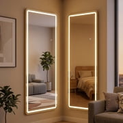 Modern LED Full-Length Mirror with Rounded Corners, 3 Color Temperatures, Touch Control, Floor & Wall Mountable, Anti-Fog for Bedroom/Bathroom21" x64"