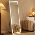 thumbnail image 1 of Modern LED Full-Length Mirror with Rounded Corners, 3 Color Temperatures, Touch Control, Floor & Wall Mountable, Anti-Fog for Bedroom/Bathroom(26" x71"), 1 of 8