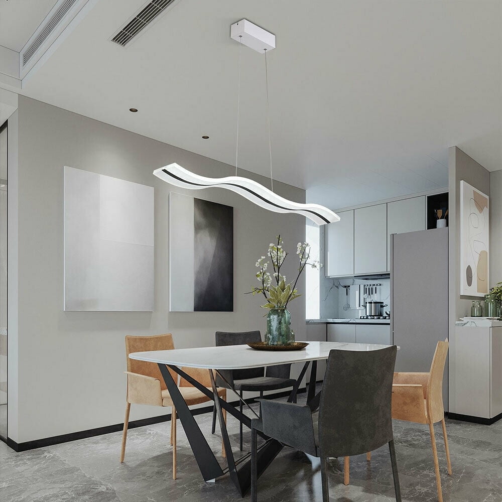 Modern White Aluminum and Acrylic Wave Pendant Lamp