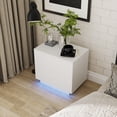 thumbnail image 1 of Modern LED Nightstand High Gloss UV Nightstand With 2 Drawers LED Lights Stylish Bedroom Furniture For Bedroom 19.69in Tall, 1 of 9