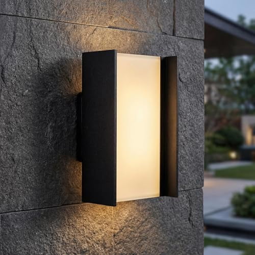 Modern LED Outdoor Wall Sconce 20W - Up Down Exterior Lighting Fixture, Matte Black Aluminum Waterproof Porch Lights for House, Front Door, Garage, Patio & Garden, 3000K Warm White